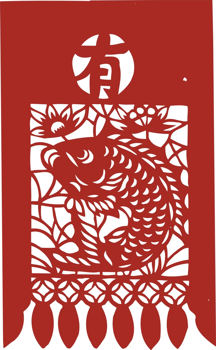 中国风中式传统喜庆民俗人物动物窗花剪纸插画边框AI矢量PNG素材【1934】